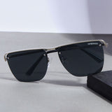 Heldish. Silver Black Square Sunglasses