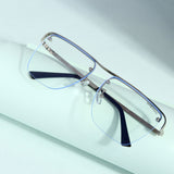 Heldish. Silver Clear Square Sunglasses
