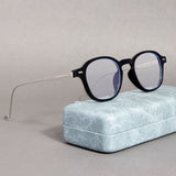 Hybrid Black Anti Blue Light Round Sunglasses