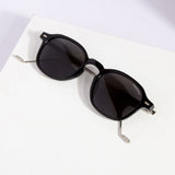 Hybrid Black Polarized Round Sunglasses