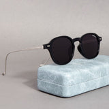 Hybrid Black Polarized Round Sunglasses