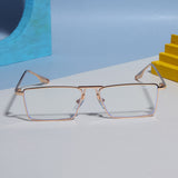 Rebel Edition Gold Transparent Rectangle Sunglasses