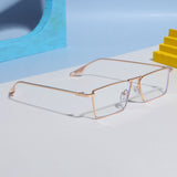 Rebel Edition Gold Transparent Rectangle Sunglasses