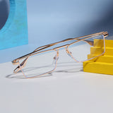 Rebel Edition Gold Transparent Rectangle Sunglasses