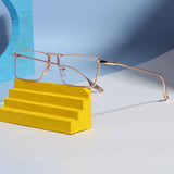 Rebel Edition Gold Transparent Rectangle Sunglasses