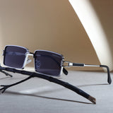 Walker Silver Black Rectangle Sunglasses