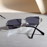 Walker Silver Black Rectangle Sunglasses