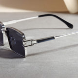 Walker Silver Black Rectangle Sunglasses