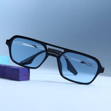 COLTON. Black Blue Rectangle Sunglasses