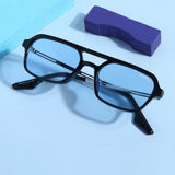 COLTON. Black Blue Rectangle Sunglasses