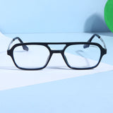 COLTON. Black Clear Rectangle Sunglasses