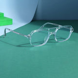 COLTON. Silver Clear Rectangle Sunglasses