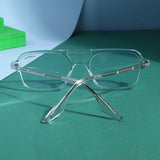 COLTON. Silver Clear Rectangle Sunglasses