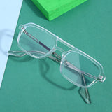 COLTON. Silver Clear Rectangle Sunglasses