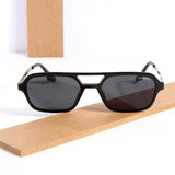 COLTON. Full Black Rectangle Sunglasses
