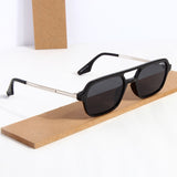 COLTON. Full Black Rectangle Sunglasses