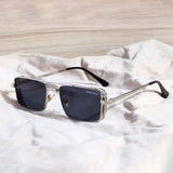 OPERA. Silver Black Rectangle Sunglasses