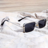 OPERA. Silver Black Rectangle Sunglasses