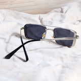 OPERA. Silver Black Rectangle Sunglasses