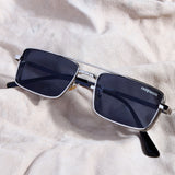 OPERA. Silver Black Rectangle Sunglasses