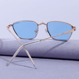 Andreas Gold Blue Edition Trapezoid Sunglasses