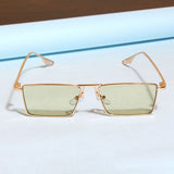 Rebel Gold Green Rectangle Sunglasses