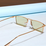 Rebel Gold Green Rectangle Sunglasses