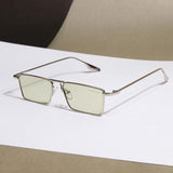 Rebel Silver Green Rectangle Sunglasses