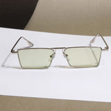 Rebel Silver Green Rectangle Sunglasses