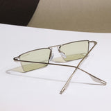 Rebel Silver Green Rectangle Sunglasses