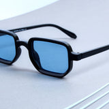 Ocean Black Blue Polarized Rectangle Sunglasses