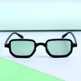 Ocean Black Green Polarized Rectangle Sunglasses