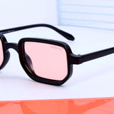 Ocean Black Pink Polarized Rectangle Sunglasses