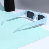Victoria. Light Blue Black Polarized Rectangle Sunglasses