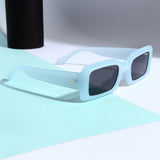 Victoria. Light Blue Black Polarized Rectangle Sunglasses