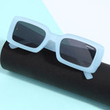 Victoria. Light Blue Black Polarized Rectangle Sunglasses