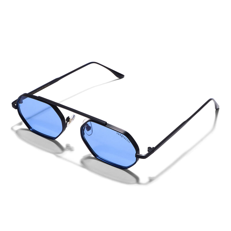 Hexa Black Blue Hexagon Sunglasses