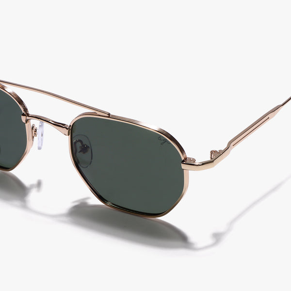 Phantom Gold Green Hexagon Sunglasses