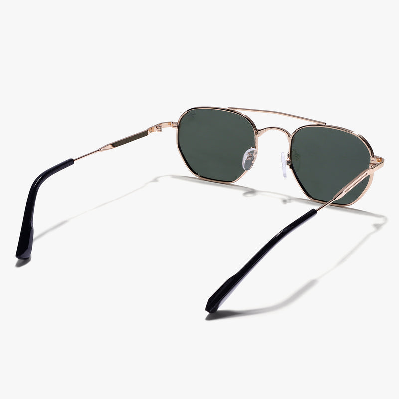 Phantom Gold Green Hexagon Sunglasses
