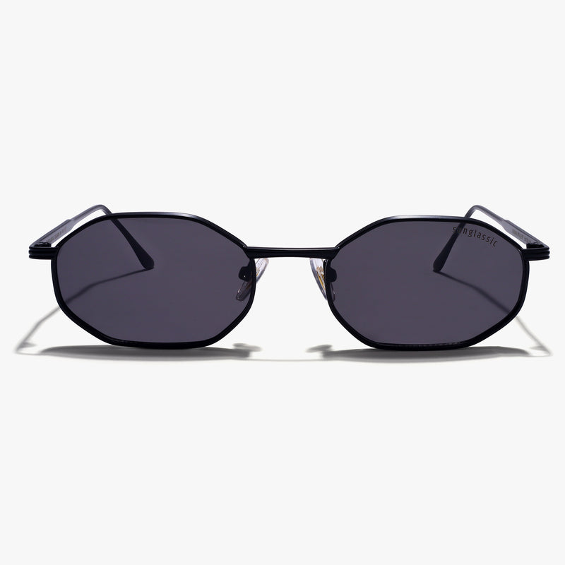 Opulent Full Black Hexagon Sunglasses