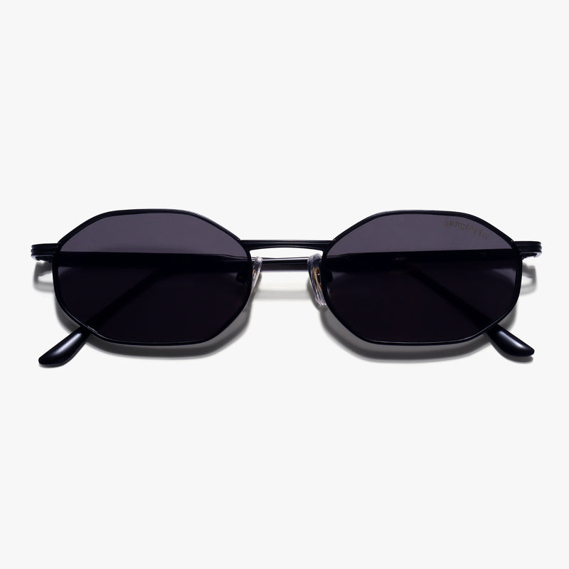Opulent Full Black Hexagon Sunglasses