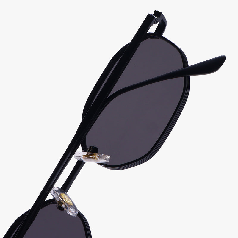 Opulent Full Black Hexagon Sunglasses