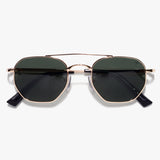 Phantom Gold Green Hexagon Sunglasses