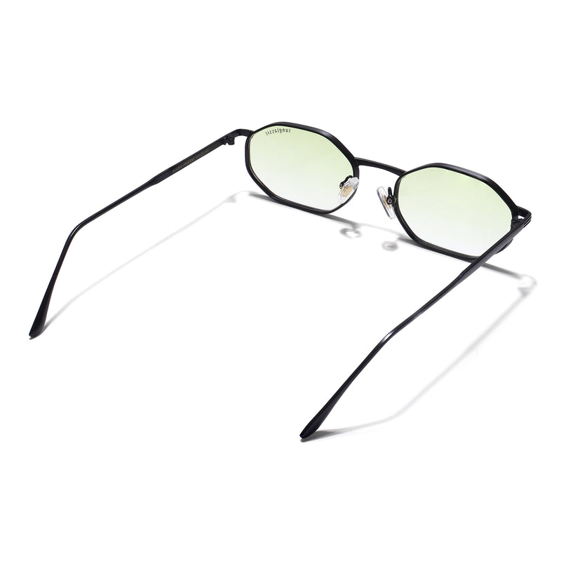 Opulent Black Green Gradient Hexagon Sunglasses