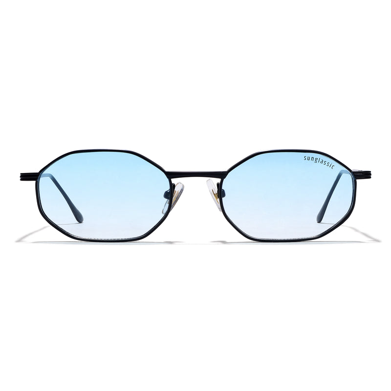 Opulent Black Blue Gradient Hexagon Sunglasses