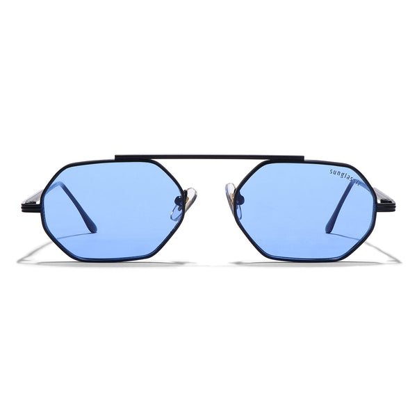 Hexa Black Blue Hexagon Sunglasses
