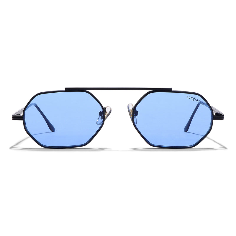 Hexa Black Blue Hexagon Sunglasses