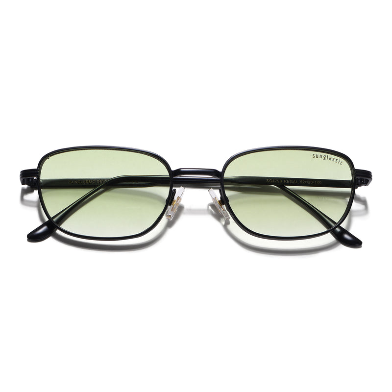 Regal Black Green Gradient Oval Sunglasses