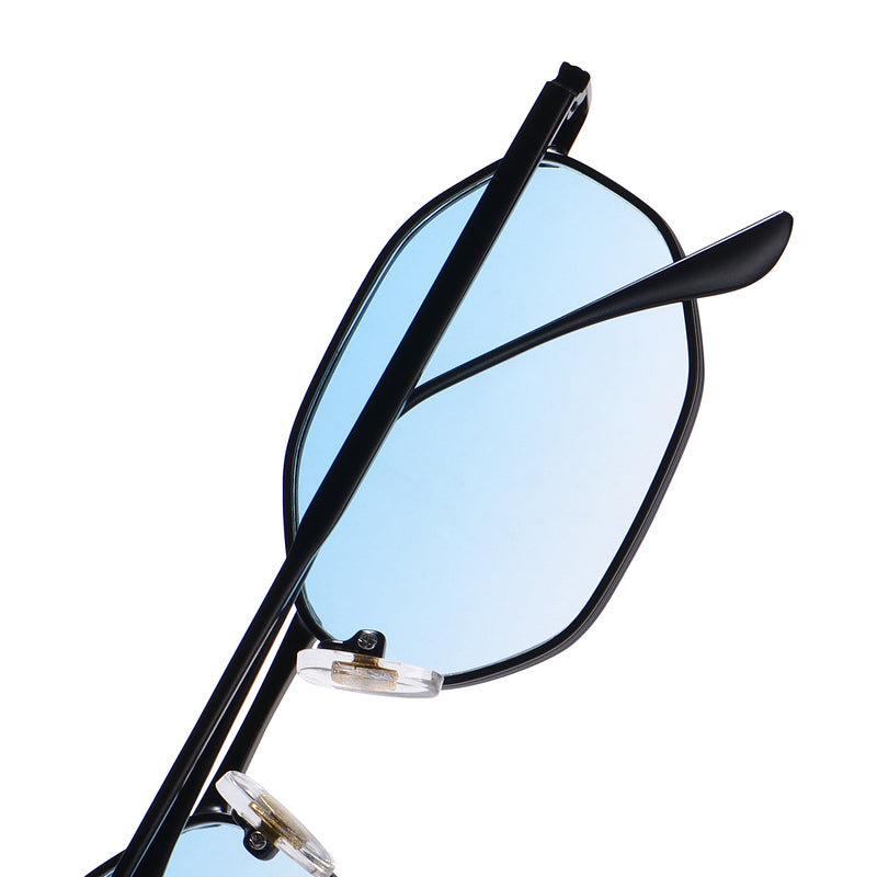 Opulent Black Blue Gradient Hexagon Sunglasses