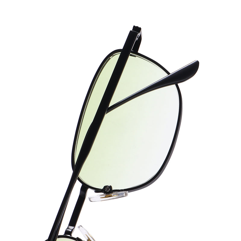 Regal Black Green Gradient Oval Sunglasses